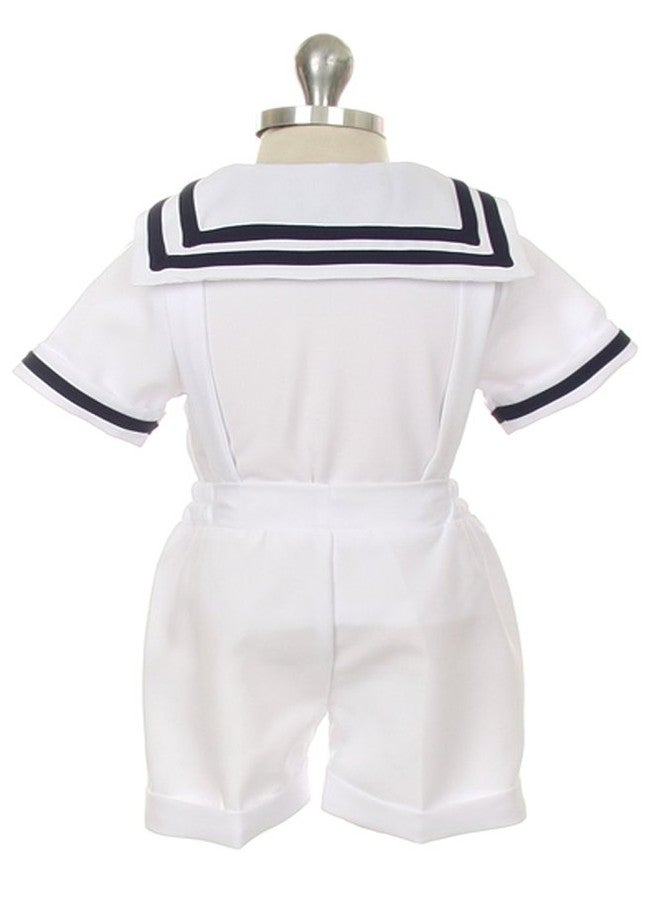 iGirlDress Baby Toddler Boys Nautical Sailor Outfit Short Suit 4 Piece Set 12mos White - Image 2